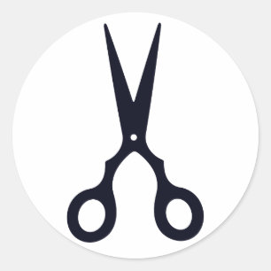 Sticker Rond Ciseaux-cheveux simples noirs (Barbier / Coiffeur)