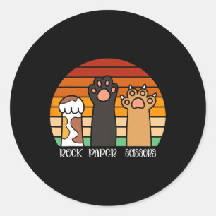Sticker Rond Ciseaux de papier roche jeu Kitten Lover animaux p