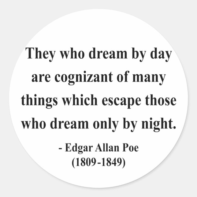 Sticker Rond Citation 3a d'Edgar Allen Poe (Devant)