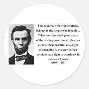 Sticker Rond Citation 9b d'Abraham Lincoln