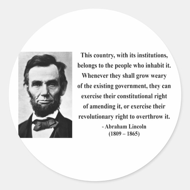 Sticker Rond Citation Abraham Lincoln 9b (Devant)