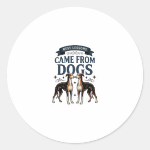 Sticker Rond Citation Amoureux de Chien Gravure Vintage Typogra