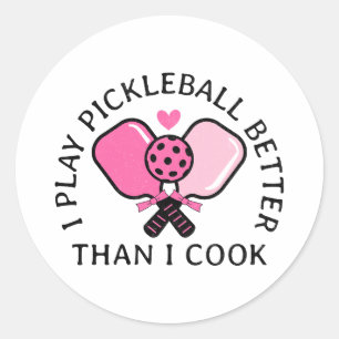 Sticker Rond Citation amusante des femmes de Pickleball