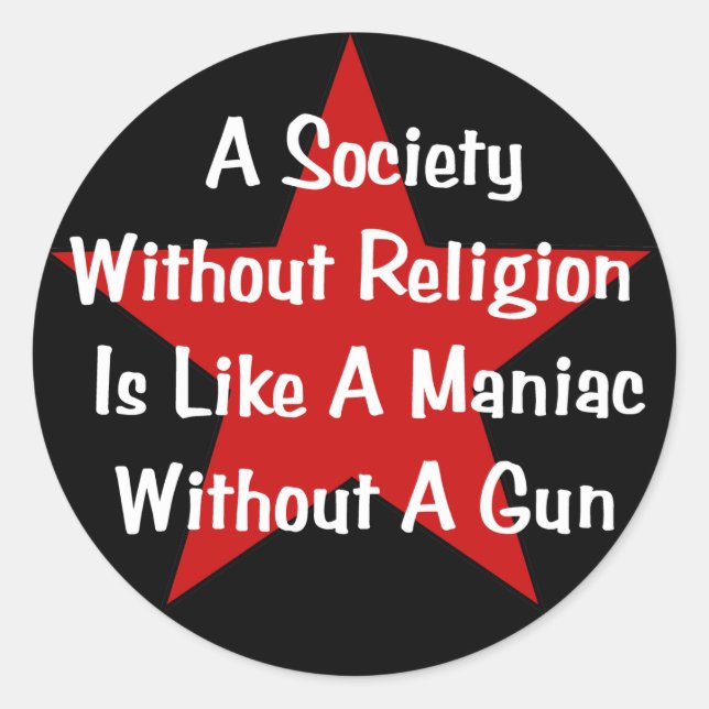 Sticker Rond Citation anti-religion (Devant)