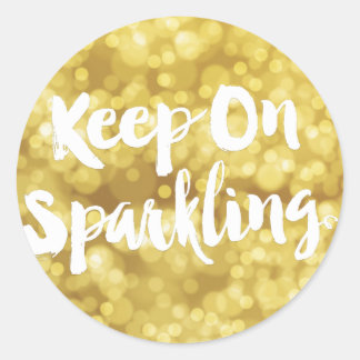 Sticker Rond Citation Bokeh de Parties scintillant floue en or