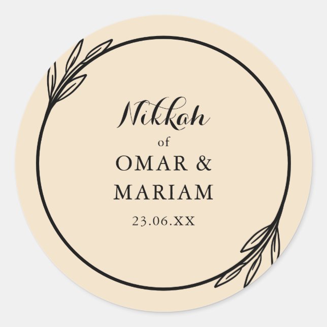 Sticker Rond Citation botanique Nikkah Elegant Gold Dust (Devant)