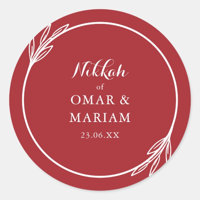 Sticker Rond Citation botanique Nikkah Elegant Scarlett (Devant)