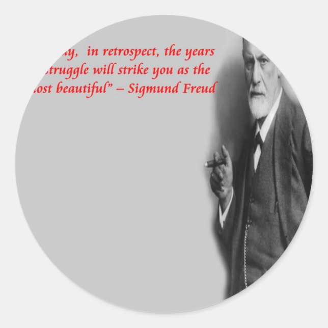 Sticker Rond Citation célèbre "Lutte" de Sigmund Freud (Devant)