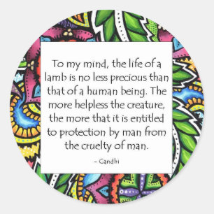 Sticker Rond Citation d'animal de Gandhi