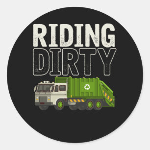 Sticker Rond Citation de camion-poubelle Jour-poubelle Trucker