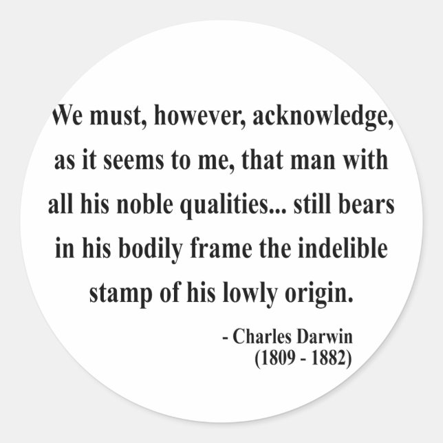 Sticker Rond Citation de Charles Darwin 1a (Devant)