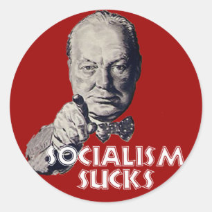 Sticker Rond Citation de Churchill : Le socialisme est nul !