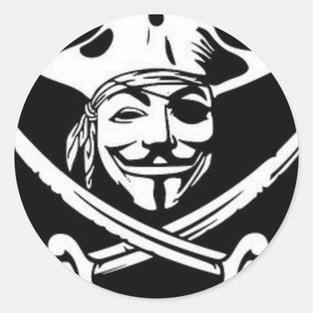 Sticker Rond Citation de Goethe avec pirate anonyme (Devant)