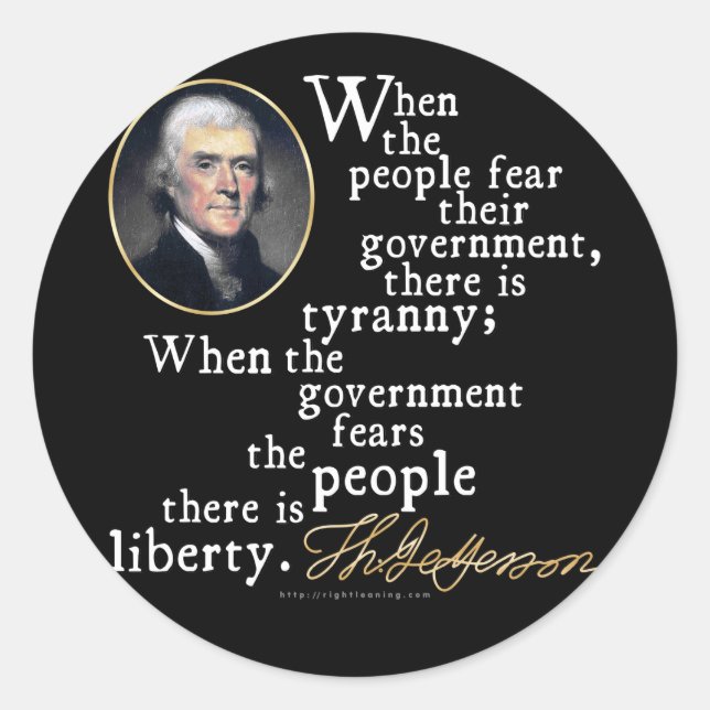 Sticker Rond Citation de Jefferson Tyranny-Liberty (Devant)