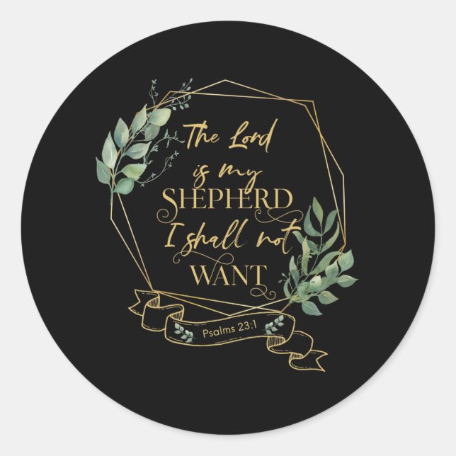Sticker Rond Citation de la Bible chrétienne Psaume 23 1 (Devant)