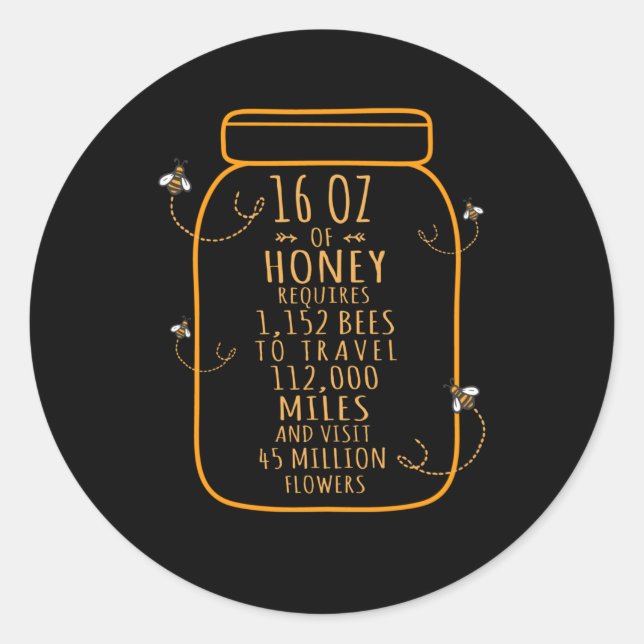 Sticker Rond Citation de l'apiculteur miel Abeille mignonne (Devant)