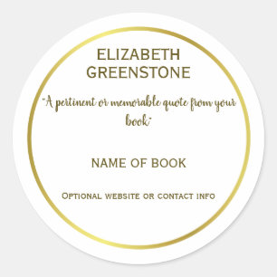 Sticker Rond Citation de livre promotionnel de l'auteur