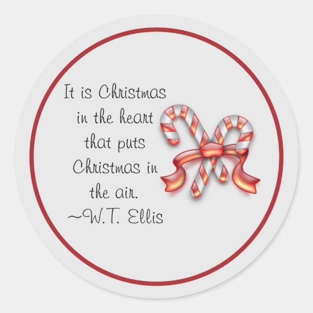 Sticker Rond Citation de Noël dans les coeurs (Devant)
