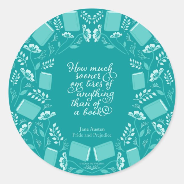 Sticker Rond Citation de réservation turquoise Floral Jane Aust (Devant)