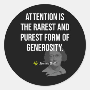 Sticker Rond Citation de Simone Weil Sagesse Inspirante Anniver