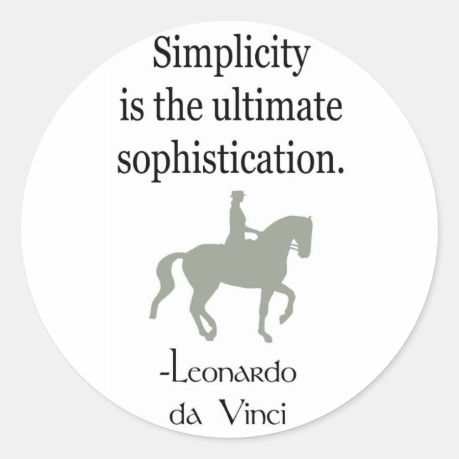 Sticker Rond Citation De Simplicité Avec Cheval Dressage (Devant)