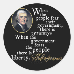 Sticker Rond Citation de Tyrannie-Liberté de Jefferson