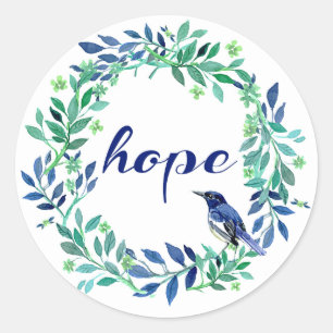 Sticker Rond Citation De Wreath, Bird Et Hope