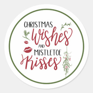 Sticker Rond Citation des voeux de Noël Mistletoe