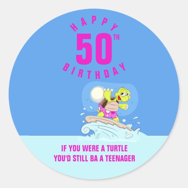 Sticker Rond Citation drôle de 50ème anniversaire (Devant)