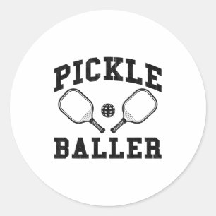 Sticker Rond Citation drôle de joueur de pickle ball paddleball
