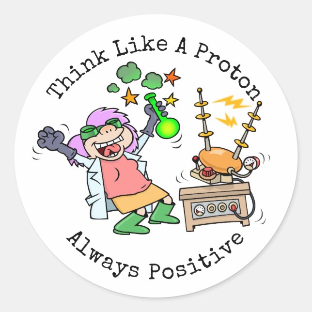 Sticker Rond Citation Drôle Pense Comme Un Dessin D'Un Scientif (Devant)