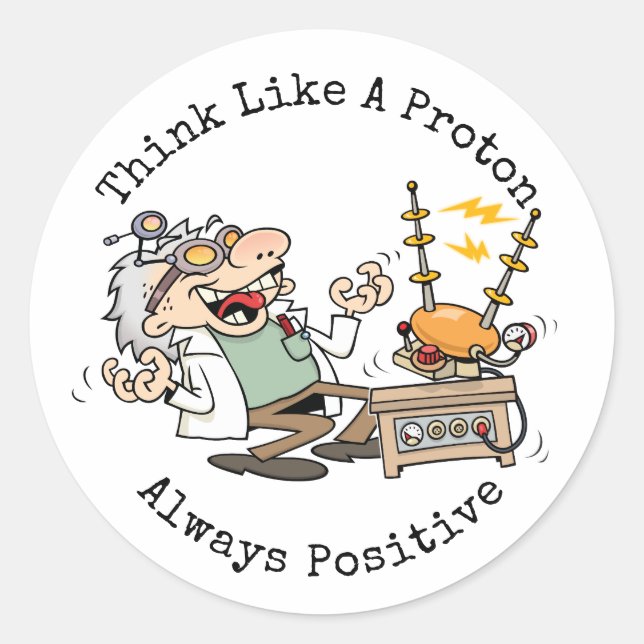 Sticker Rond Citation Drôle Pense Comme Un Dessin D'Un Scientif (Devant)