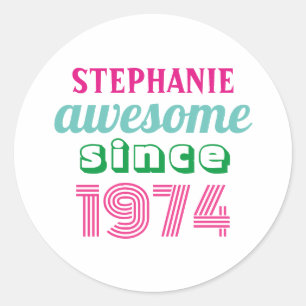 Sticker Rond Citation drôle personnalisée pour 50 ans
