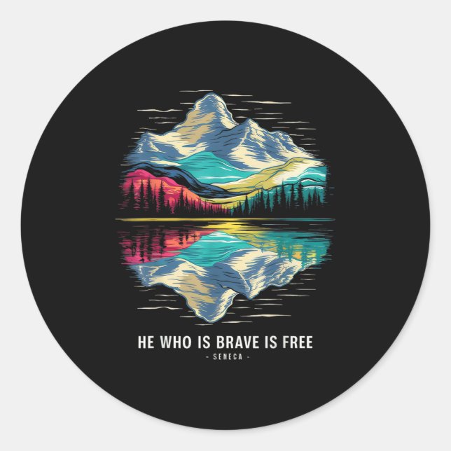 Sticker Rond Citation du philosophe Stoic Seneca Brave stoïcism (Devant)
