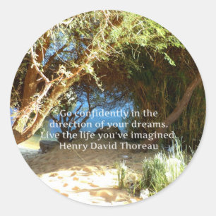 Sticker Rond Citation du rêve motivationnel Henry David Thorea
