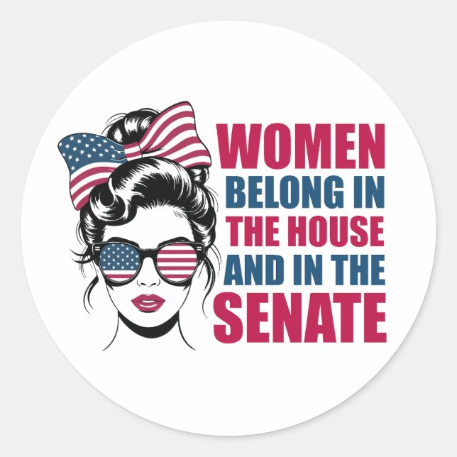 Sticker Rond Citation féministe américaine amusante Politique (Devant)