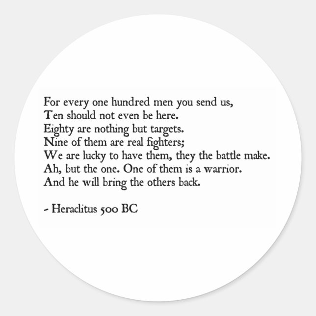 Sticker Rond Citation Heraclitus (Devant)