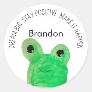 Sticker Rond Citation inspirante de grenouille mignonne personn