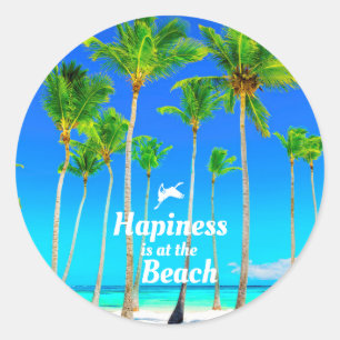 Sticker Rond Citation Plage Amusante
