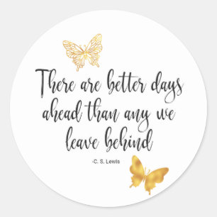 Sticker Rond Citation Positive Avec Papillon