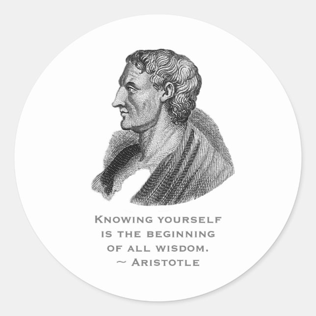 Sticker Rond Citation Se Connaissant Philosophe Aristote (Devant)