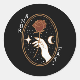 Sticker Rond Citation stoïque Amor Fati Gold