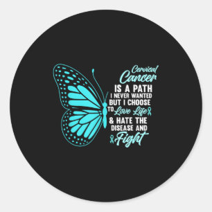 Sticker Rond Citation sur le papillon de sensibilisation au can