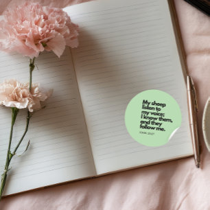 Sticker Rond Citations bibliques : Mon mouton écoute ma voix