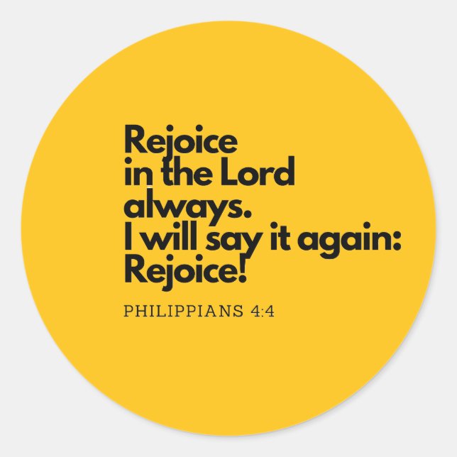 Sticker Rond Citations bibliques : Réjouissez-vous dans le Seig (Devant)