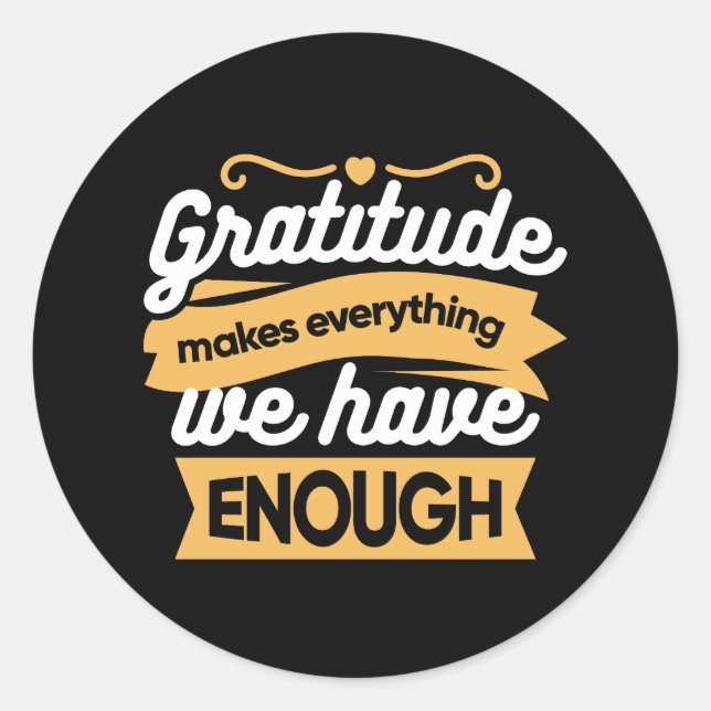 Sticker Rond Citations de la typographie de la Gratitude inspir (Devant)