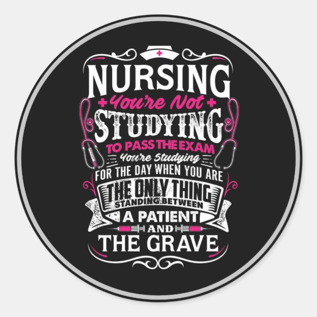 Sticker Rond Citations de soins infirmiers (Devant)