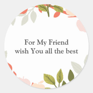 Sticker Rond Citations modifiables avec Motif d'arbre fruitier