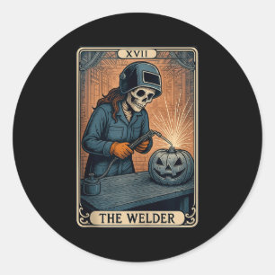 Sticker Rond Citerne de Soudure d'Halloween Crâne Citrouille Ca