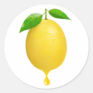 Sticker Rond Citron avec goutte de jus